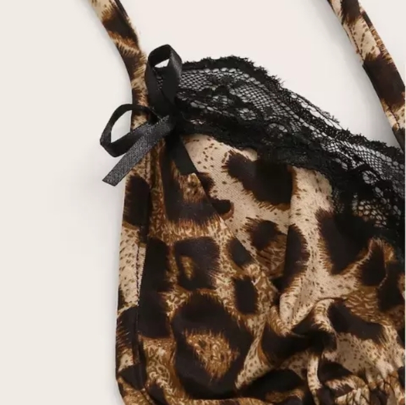 Women's Leopard Lingerie Lace Chemise Babydoll Plus Size XL - Picture 5 of 6